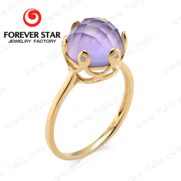 New Arrival Gold Ring with Amethyst Stone 18K